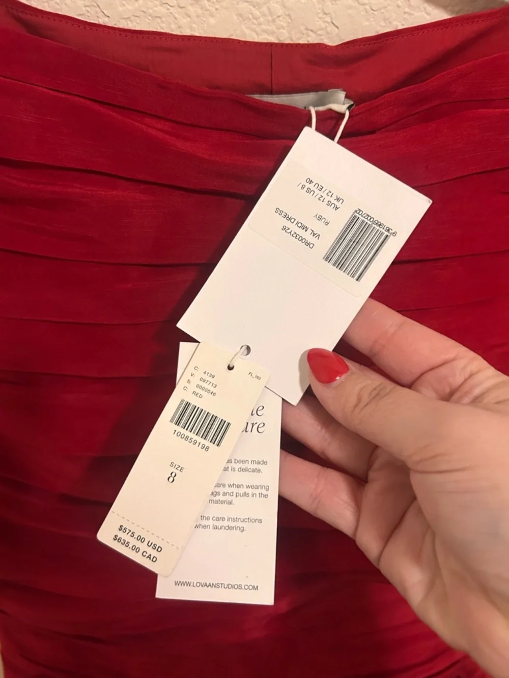 NWT Anthropologie Lovaan Val Linen Silk Pleated Midi Dress Red - Picture 6 of 9